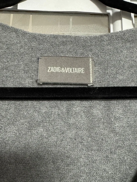 Zadig & Voltaire Gray V-Neck Cashmere Blend Sweater - Picture 2 of 9